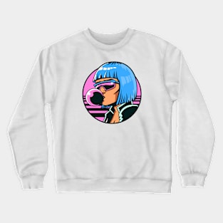 Retro Girl Blowing a Bubble Crewneck Sweatshirt